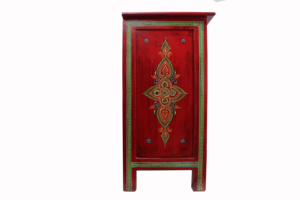 Handcrafted Indian Hand-Painted Wooden <b>Bedside</b> Cabinet | Eco-Friendly Modern <b>Antique</b> 1-Drawer 1-Door Nightstand Clothing Shoes - Product Image 5