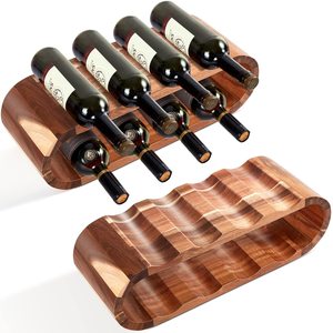 Support à vin en bois à 2 niveaux avec logo personnalisé, présentoir de comptoir pour bouteilles, étagère de rangement pour bar, restaurant, vente en gros - Product Image 5