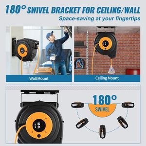Avvolgicavo Elettrico Retrattile da 15m, Cavo di Prolunga 14AWG/3CSJTOW con Spina NEMA 5-15P per Elettrodomestici, IP44, Corrente 10A, Spina USA - Product Image 4