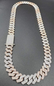 Moissanite Silver Cuban Link <b>Chain</b> Hip Hop <b>Iced</b> <b>Out</b> Two Tone Statement Necklace Luxury Bling Jewelry Gift For Men - Product Image 6