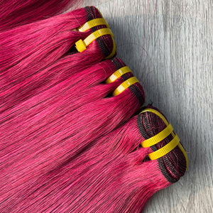 Cabello Virgen Vietnamita Crudo de Súper Calidad, Tejido a Máquina con Doble Trama, Color Rojo - Product Image 1