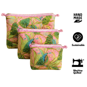 Juego de 3 Bolsas Acolchadas de Algodón con Estampado Jaipur Premium, Tintes No Tóxicos, Cierre de Cremallera Resistente, Impermeables y Ligeras - Product Image 2