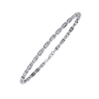 Bracelet tennis classique en argent 925 avec moissanite taille baguette, serti en canal, maillons géométriques, pour femme, usage quotidien