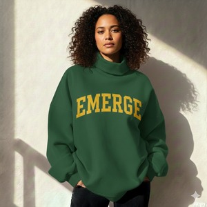 Pulls amples en molleton de coton pour femme avec logo personnalisé, col montant et motif avant, idéaux pour l'hiver - Product Image 5