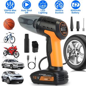 Aspiradora Inalámbrica para Auto 4 en 1 con Luz LED, Pantalla Digital, Manómetro de Presión de Neumáticos de 150 PSI, Inflador de Aire Recargable, Compresores de Neumáticos - Product Image 1