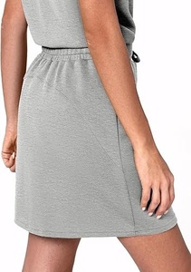 Vestido Gris Sólido Ajustado sin Mangas con Cuello Alto para Mujer, Top Transpirable de Poliéster, Estilo para Todas las Temporadas - Product Image 3