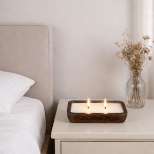 Portavelas de Nogal Negro Hecho a Mano para Decoración del Hogar, Frutos Secos, Aperitivos, Té y Café - Product Image 1