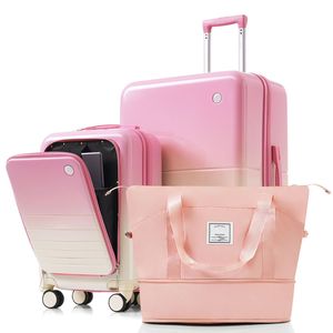 3-Piece for <b>Pink</b> <b>Luggage</b> Set 20\" Front-Opening Carry-On 28\" Expandable Suitcase Travel Bag - Product Image 2