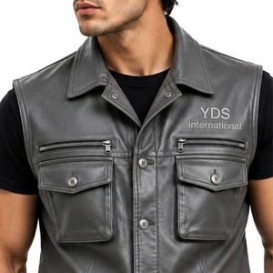 Custom Men's Genuine Leather Winter Breathable <b>Vest</b> <b>Utility</b> Design Comfort Fit Custom Made Multi Pocket Premium Quality - Product Image 4