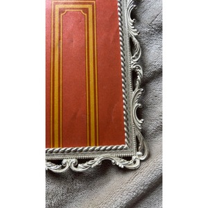 Aluminum Photo <b>Frame</b> <b>with</b> Embossed Floral Design Tabletop Vertical Orientation Handmade Metal <b>Frame</b> - Product Image 6