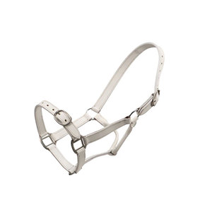 Cabestro de cuero marrón para caballo con hebillas de latón y correas ajustables para equitación - Product Image 4