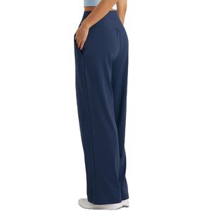 Pantalon de yoga réversible sans couture le plus populaire, coupe large évasée, pour le sport, la course, la gym et le yoga, avec logo à la taille - Product Image 1