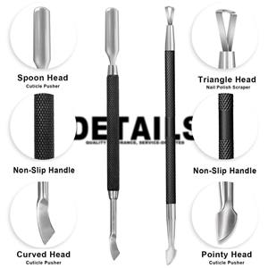 Set de Cuidado de Uñas de Acero Inoxidable 4 en 1 de 2 Piezas, Empujador de Cutículas, Cortador, Raspador, Pelador, con Estuche de Viaje Rosa, Manicura de Doble Punta - Product Image 2