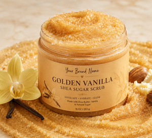 Golden Vanilla Shea Sugar <b>Body</b> <b>Scrub</b> Deep Exfoliating Moisturizing Skin Polishing <b>Scrub</b> with Natural Shea Butter for Wholesale - Product Image 2