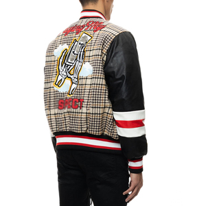 Chaqueta Varsity Letterman Clásica con Cuerpo de Lana y Mangas de Cuero, Estilo Casual Urbano, Chaqueta de Béisbol para Otoño e Invierno - Product Image 3