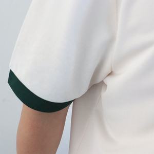 Men's White Polo Shirt With Green Collar And Cuffs Short Sleeve Casual Knitted Cotton Breathable Solid Color Regular Fit - Product Image 2