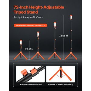Lámpara de Trabajo LED Inalámbrica Recargable de 8Ah, 2200 Lúmenes, 30 cm, con 3 Cabezales de Lámpara Desmontables y Soporte Trípode para Camping - Product Image 4