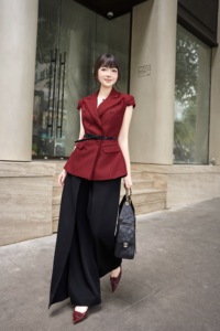 Women's Black Polyester Spandex Wide Leg <b>Split</b> Pants Casual Office High Waist Designer <b>Trousers</b> Fashion Pants ELOWEN - Product Image 2