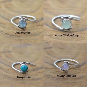 Anillo de Plata de Ley 925 de Alta Calidad con Piedras Preciosas, Lapislázuli, Rubí, Turquesa, Anillo con Piedra Preciosa Redonda de 7 mm para Mujer, Joyería Fina - Product Image 4