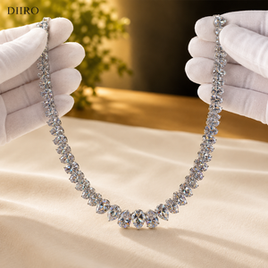Collier tennis en argent sterling 925 avec moissanite taille poire et diamants VVS1 personnalisés, serti de pierres, pour femme - Product Image 2