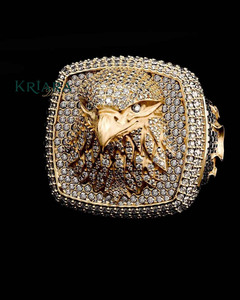 Bague pour homme en argent 925 plaqué or 18 carats avec diamant aigle, diamants de laboratoire taille brillant rond, style hip-hop, pour usage quotidien - Product Image 1