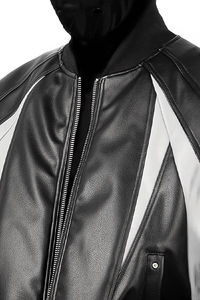 Chaqueta Bomber de Cuero PU Galaxy para Hombre, Estilo Urbano Futurista, Chaqueta con Cierre Extra Grande, Diseño de Paneles de Ciencia Ficción, OEM Personalizado - Product Image 4