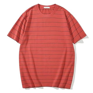T-shirt Homme Rayures Rouges Motif Lignes Fines Col Rond Décontracté Été Streetwear Coupe Slim Élégant Confortable Usage Quotidien T-shirt Moderne - Product Image 2