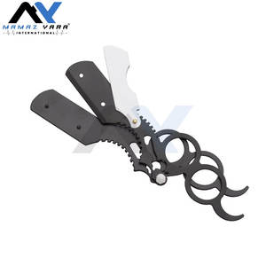 Navaja de afeitar de barbería de hoja recta única con mango de anillo para hombre, para uso en salón y hogar, en colores blanco y negro - Product Image 3