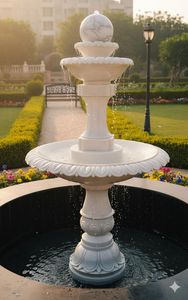 Fuente Escalonada de Mármol Blanco Tallada a Mano con Diseño Moderno, Ecológica y Resistente al Agua para Paisajismo de Lujo al Aire Libre - Product Image 2