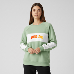 Sudadera de Cuello Redondo para Mujer, Diseño Color Block, Corte Regular, Manga Larga, Tejido de Algodón y Fibra de Bambú, Transpirable, para Otoño - Product Image 6
