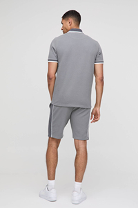 Premium Cotton OEM Mens Summer 2 Piece Outfit T-Shirt Shorts <b>Set</b> Fashion Casual Breathable Solid Jacquard <b>Knitted</b> Digital - Product Image 5