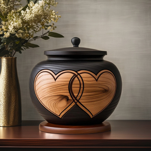 โกศไม้สำหรับสัตว์เลี้ยงที่มีคุณภาพสูงทำด้วยมือสำหรับขี้เถ้าของมนุษย์ที่ระลึกงานศพที่หรูหราผสมผสานหัวใจสำหรับทารก - Product Image 3