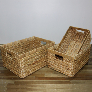 Rectangular Natural Rattan Storage Basket With Handles <b>Rustic</b> Multi-Purpose Organizer - Product Image 6