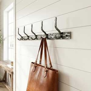 Solid Iron Decorative <b>Wall</b> <b>Coat</b> <b>Rack</b> With Multiple Hooks Stylish Entryway Organizer For Purses Backpacks Scarves <b>Coats</b> - Product Image 2