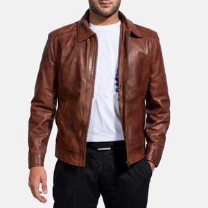 New Fashion Zipper Style Men's <b>Leather</b> <b>Jacket</b> Customized Color Custom Made Size High End Winter Stand Collar Outerwear - Product Image 1