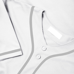 <b>White</b> Baseball Jersey With Black Trim Short Sleeve <b>Button</b> Front Unisex Adult Regular Fit Breathable Polyester Sport Apparel - Product Image 6