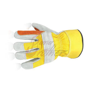 Gants de travail en cuir véritable pour hommes, gants de sécurité, gants de travail de couleur unie - Product Image 4
