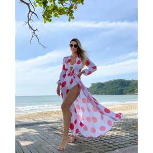 Vestido largo hecho a mano con teñido anudado indio, 100% algodón, manga abullonada, cuello en V, manga larga, para mujer, regalo para ella - Product Image 2