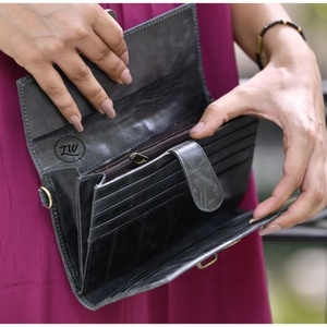 LW Newest Western Leather <b>Wallet</b> Cowhide Leather <b>Wallet</b> With Crossbody Strap Women's Everyday Shoulder Leather Purse Clutch - Product Image 4