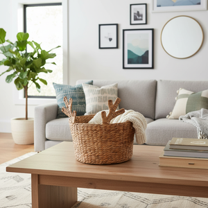 Cesta Decorativa de Jacinto de Agua con Diseño de Reno, Cesta de Almacenamiento Navideña Tejida a Mano para Sala de Estar, Dormitorio o Fiestas - Product Image 3