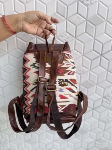 Mochila de cuero Jacquard hecha a mano Unisex multiusos nuevo diseño clásico bolso moda venta al por mayor producto a granel Mochila De Cuero Real - Product Image 4