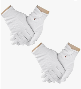 Gants de parade en coton blanc avec manchette à bouton-pression, unisexes, pour garde d'honneur et uniforme formel - Product Image 1