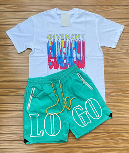 ชุดเสื้อยืดและกางเกงขาสั้นลายพิมพ์ DTG แบบย้อมสีเอซิด 2 ชิ้น ผ้าฝ้าย 100% สำหรับผู้ชายและผู้หญิง สไตล์ลำลองแนวสตรีทแฟชั่น - Product Image 4