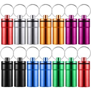Portapillole in Alluminio Impermeabile da 14 Pezzi, Mini Contenitore Portatile in Metallo per Pillole con Portachiavi - Product Image 1