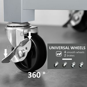 Carrello da Cucina in Acciaio Inossidabile con 2 Cassetti, Grigio, Carrello Multiuso con Ruote - Product Image 6