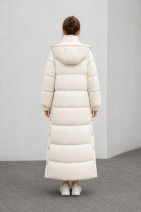 <b>Women</b> Long Line Puffer Jacket Winter <b>Thermal</b> Cotton Woven Zipper Waterproof Windproof Nylon Outerwear with Hood - Product Image 5