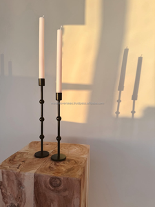 Ensemble de deux porte-bougies décoratifs en fer, sphères métalliques modernes, faits à la main, écologiques, pour la décoration de la maison - Product Image 2