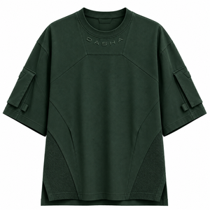 T-shirt cargo oversize à manches courtes pour homme, couleur unie, style hip-hop streetwear, vente chaude, OEM, vente en gros, faible MOQ - Product Image 3