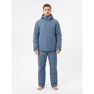 Veste de ski bleue à capuche pour homme avec fermeture éclair et isolation synthétique, imperméable, pour activités de plein air - Product Image 1