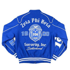 เสื้อแจ็คเก็ตบอมเบอร์สีน้ำเงิน Zeta Phi Beta Sorority ปักลายตัวอักษรกรีกแบบปะติดปะต่อ สไตล์วิทยาลัย เสื้อผ้าสตรีทแวร์สำหรับทุกเพศ - Product Image 2